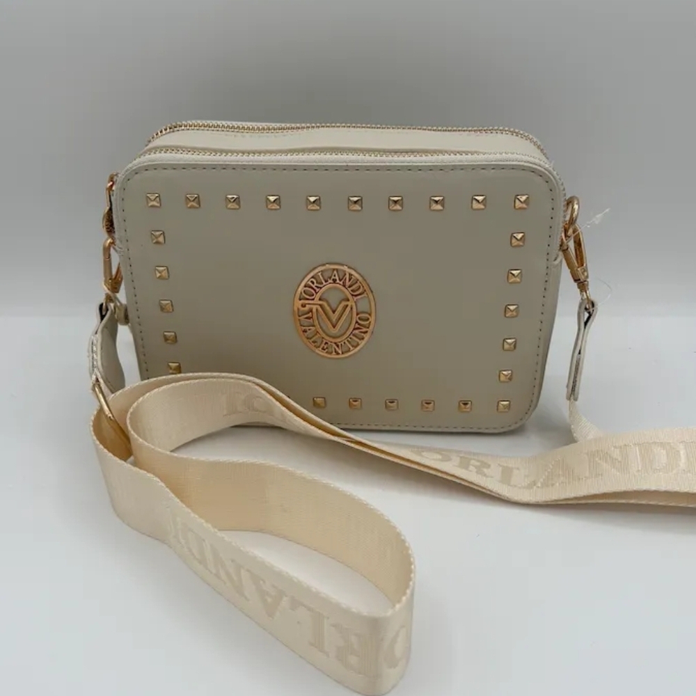 Love Moschino Beige Crossbody Bag with Gold Studs